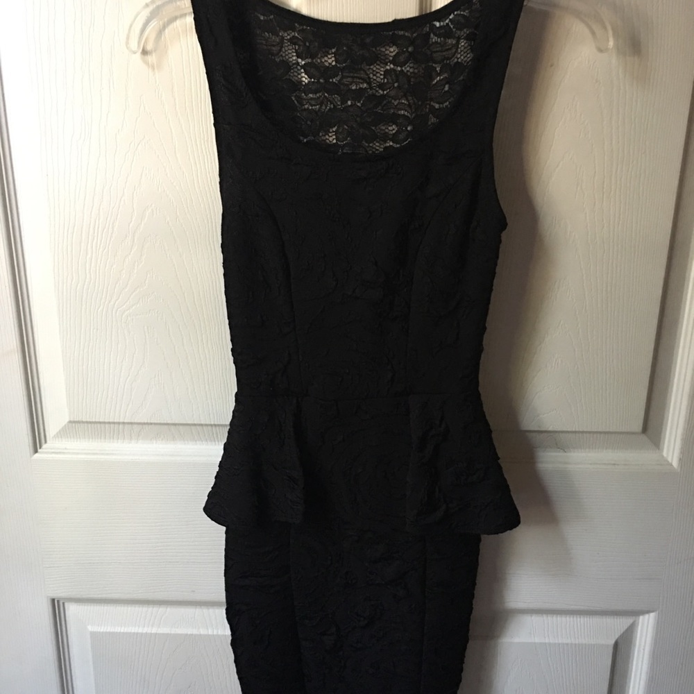 Peplum black floral dress